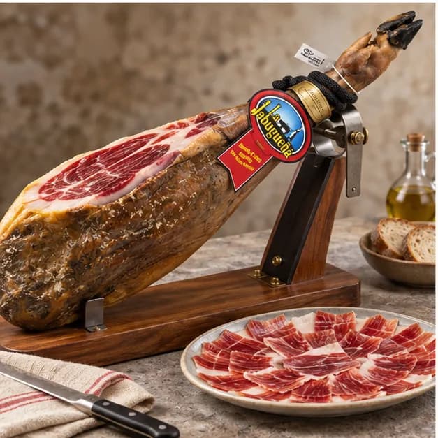 Jamón de Cebo ibérico 50% Raza Ibérica La Jabugueña, en detalle