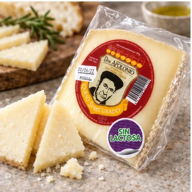 Queso sin lactosa semicurado Don Apolonio, en detalle